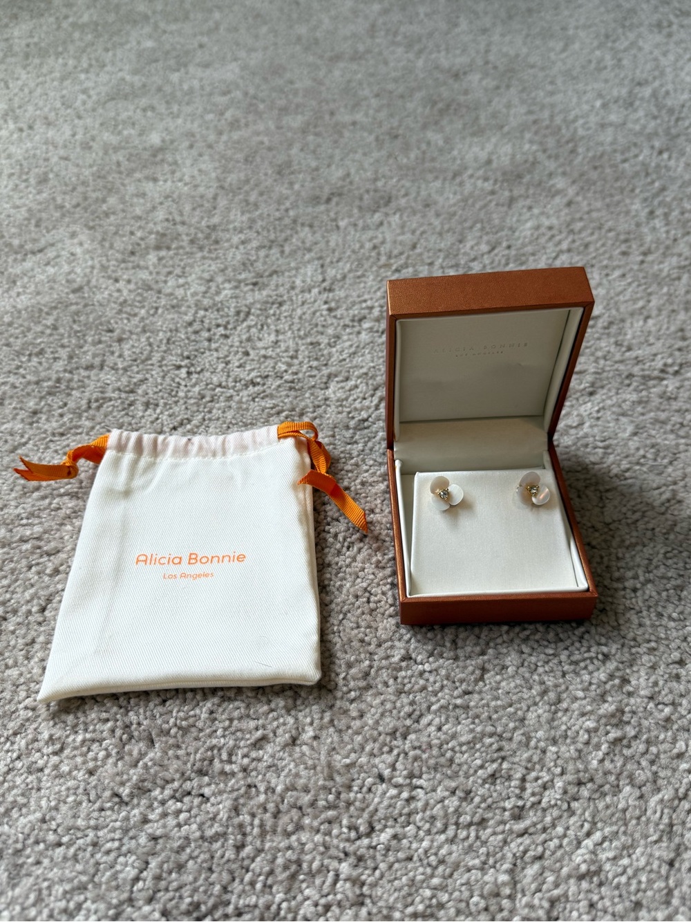 Alicia Bonnie | Mother of Pearl Flower Stud Earrings with Pearl Stud Backs